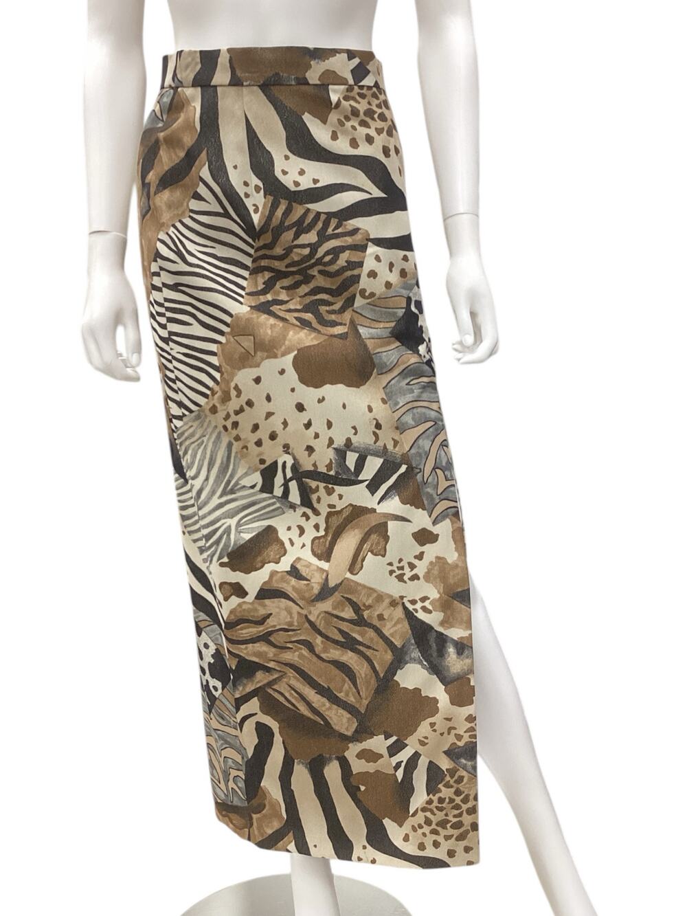 Laurèl (Escada) Midi Skirt Women’s Size 2 Front Side Slit in Animal Print